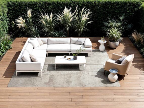Louis De Poortere rug Mad Men Sol 9735 Albatre outdoor