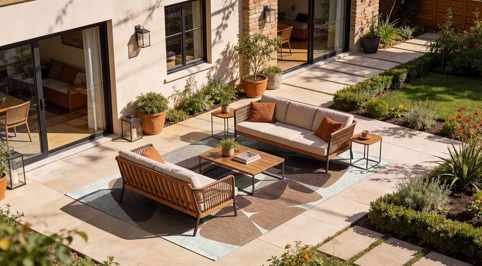 Louis De Poortere rug Gallery 2087 Stones Cookie outdoor